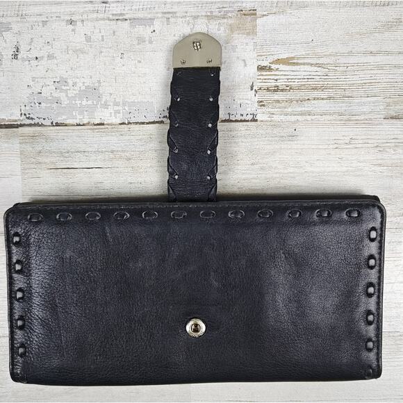 MICHAEL KORS Medium Bifold Flap Black Leather Wallet Palm Beach Continental - Picture 4 of 13